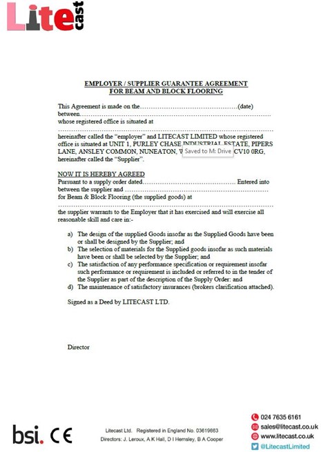 Employer/Supplier Guarantee Agreement